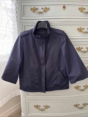 Banana Republic A Line Cropped Bell Sleeve Jacket Navy Blue Lightweight Medium